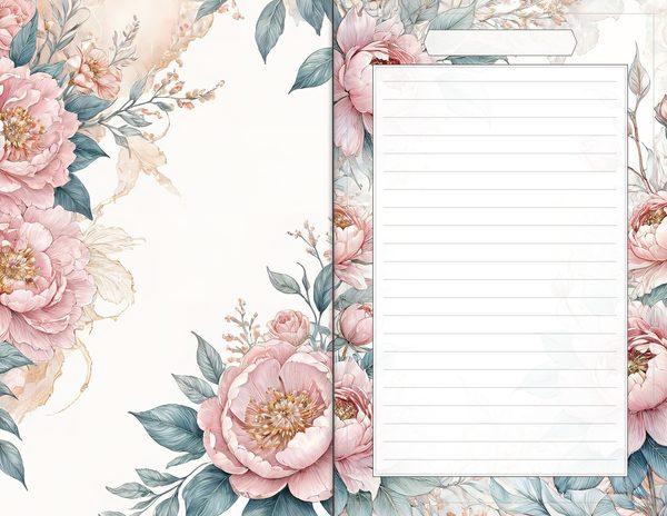 Journal Spreads: 60 Open Book Planner Pages - Watercolor Peonies - Commercial Use — image 49