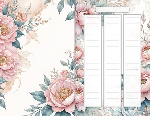 Journal Spreads: 60 Open Book Planner Pages - Watercolor Peonies - Commercial Use — image 57