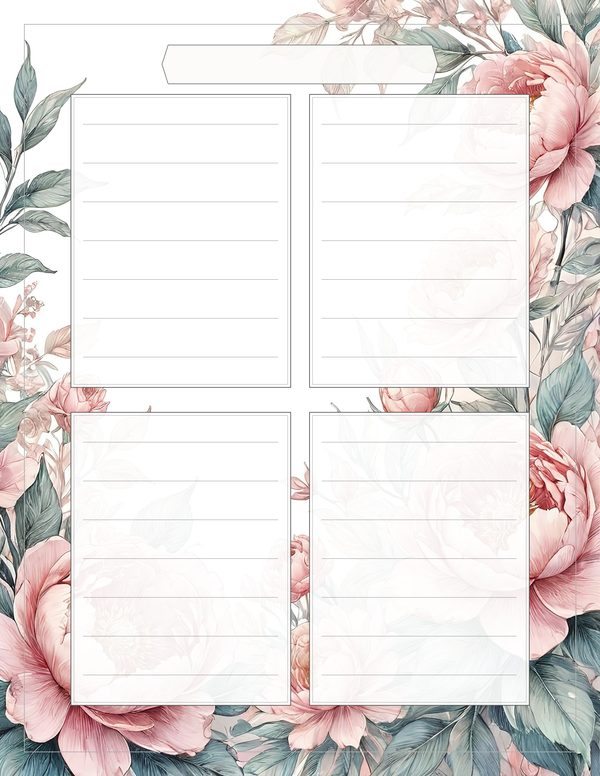 Art Journal and Planner Kit: 103 Printable Pages - Watercolor Peonies - Commercial Use — image 100