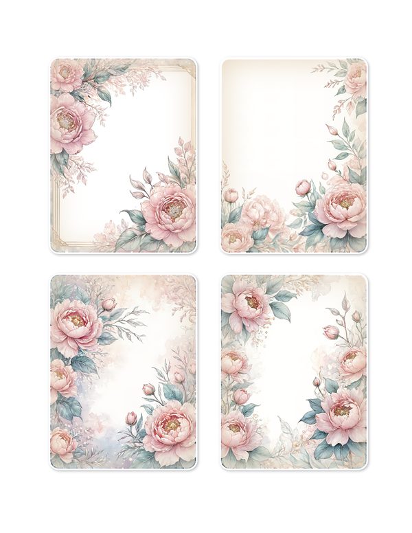 Ephemera Kit: 92 Printable Cards, Tags and Word Strips - Watercolor Peonies - Commercial Use — image 8