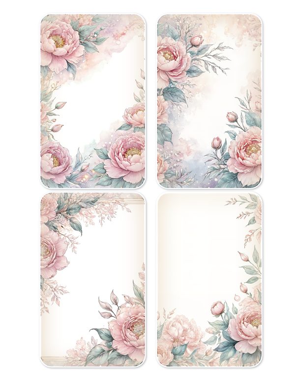 Ephemera Kit: 92 Printable Cards, Tags and Word Strips - Watercolor Peonies - Commercial Use — image 12