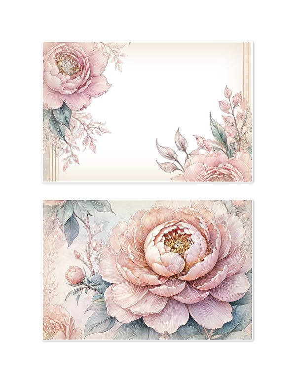 Ephemera Kit: 92 Printable Cards, Tags and Word Strips - Watercolor Peonies - Commercial Use — image 19