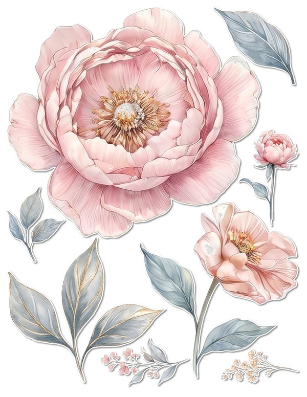 Ephemera Kit: 92 Printable Cards, Tags and Word Strips - Watercolor Peonies - Commercial Use — image 50