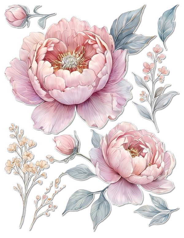 Ephemera Kit: 92 Printable Cards, Tags and Word Strips - Watercolor Peonies - Commercial Use — image 51