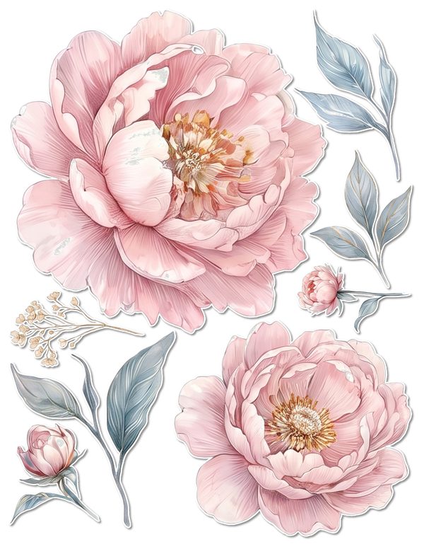 Ephemera Kit: 92 Printable Cards, Tags and Word Strips - Watercolor Peonies - Commercial Use — image 52