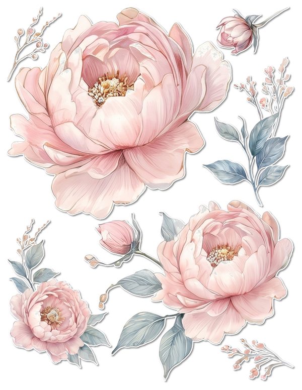 Ephemera Kit: 92 Printable Cards, Tags and Word Strips - Watercolor Peonies - Commercial Use — image 53