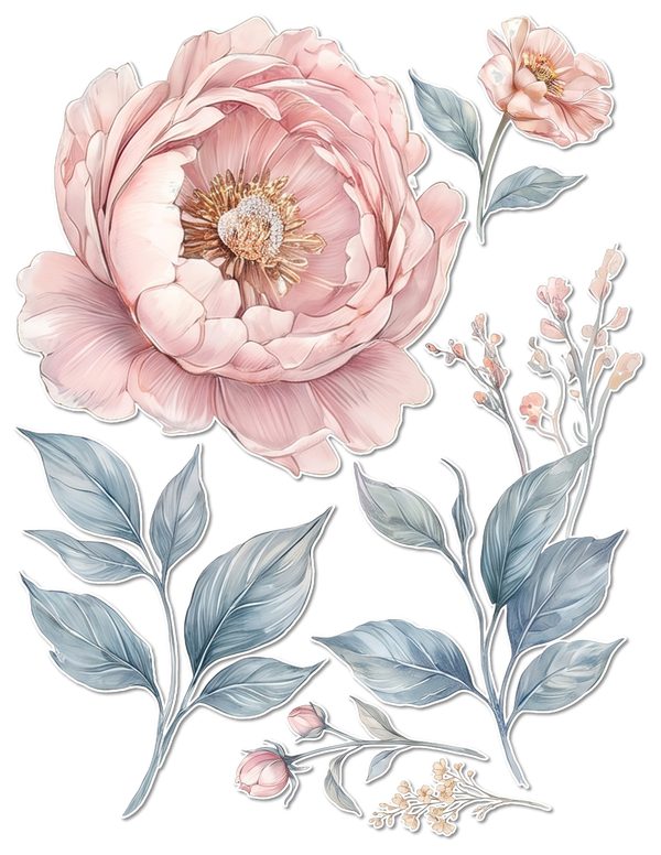 Ephemera Kit: 92 Printable Cards, Tags and Word Strips - Watercolor Peonies - Commercial Use — image 54