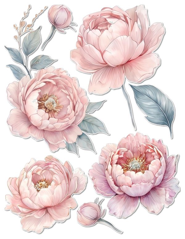 Ephemera Kit: 92 Printable Cards, Tags and Word Strips - Watercolor Peonies - Commercial Use — image 55