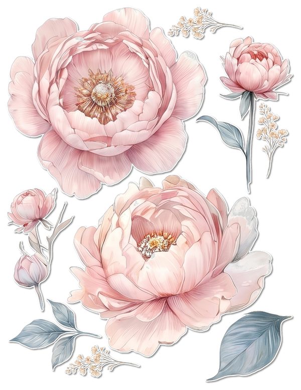 Ephemera Kit: 92 Printable Cards, Tags and Word Strips - Watercolor Peonies - Commercial Use — image 56