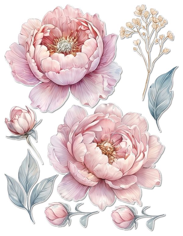 Ephemera Kit: 92 Printable Cards, Tags and Word Strips - Watercolor Peonies - Commercial Use — image 57