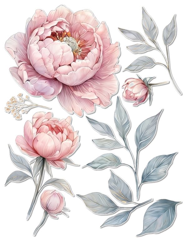 Ephemera Kit: 92 Printable Cards, Tags and Word Strips - Watercolor Peonies - Commercial Use — image 58