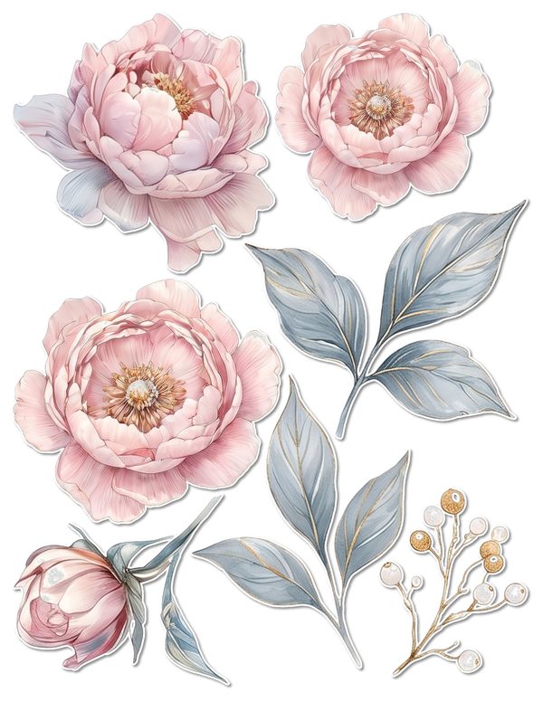 Ephemera Kit: 92 Printable Cards, Tags and Word Strips - Watercolor Peonies - Commercial Use — image 59