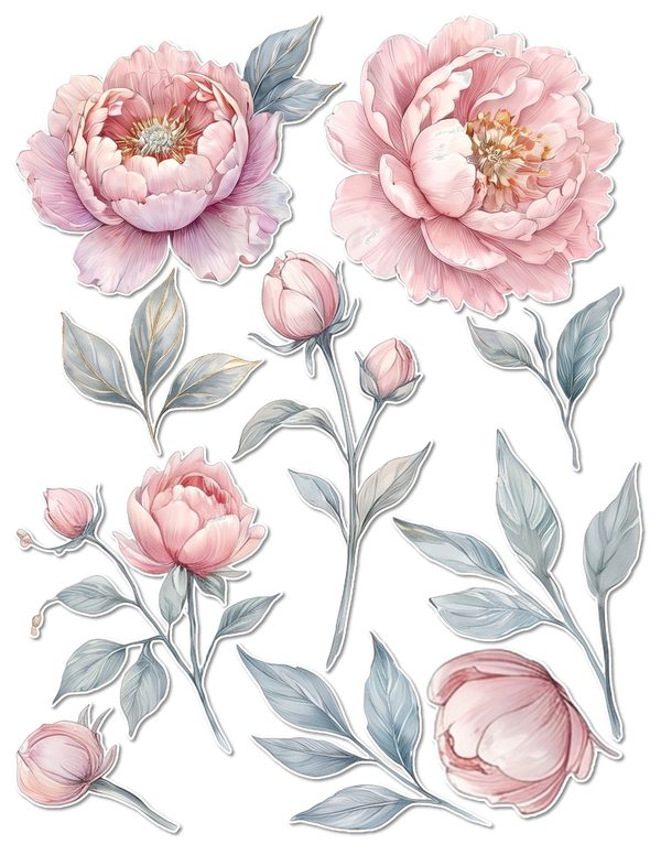 Ephemera Kit: 92 Printable Cards, Tags and Word Strips - Watercolor Peonies - Commercial Use — image 60