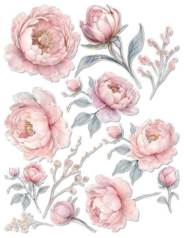 Ephemera Kit: 92 Printable Cards, Tags and Word Strips - Watercolor Peonies - Commercial Use — image 61