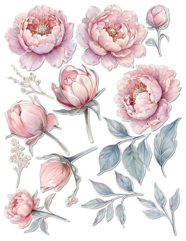 Ephemera Kit: 92 Printable Cards, Tags and Word Strips - Watercolor Peonies - Commercial Use — image 62