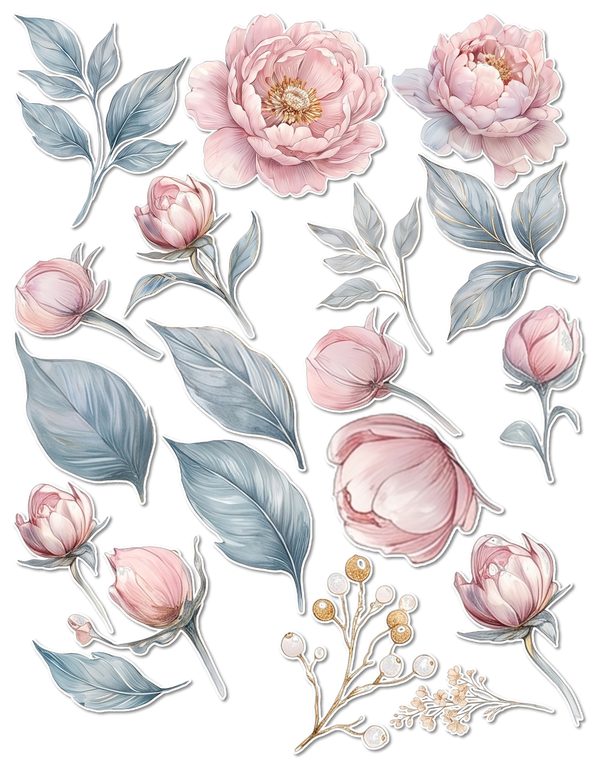 Ephemera Kit: 92 Printable Cards, Tags and Word Strips - Watercolor Peonies - Commercial Use — image 63