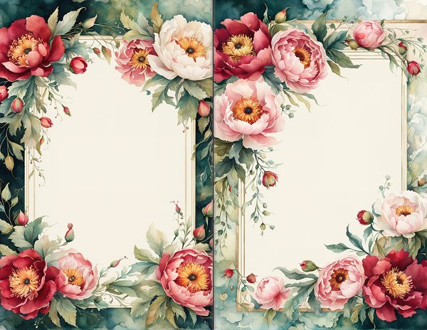 Journal Spreads: 60 Open Book Planner Pages - Crimson Peonies - Commercial Use — image 5
