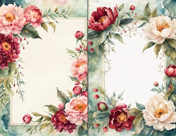 Journal Spreads: 60 Open Book Planner Pages - Crimson Peonies - Commercial Use — image 15