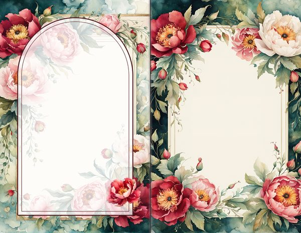 Journal Spreads: 60 Open Book Planner Pages - Crimson Peonies - Commercial Use — image 29