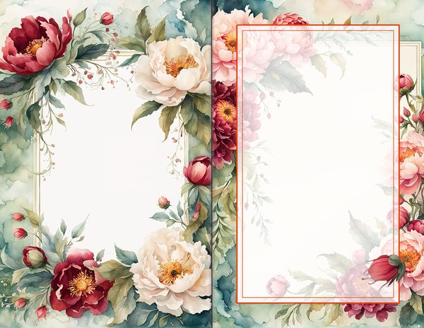 Journal Spreads: 60 Open Book Planner Pages - Crimson Peonies - Commercial Use — image 36
