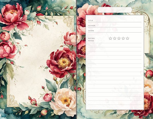 Journal Spreads: 60 Open Book Planner Pages - Crimson Peonies - Commercial Use — image 37