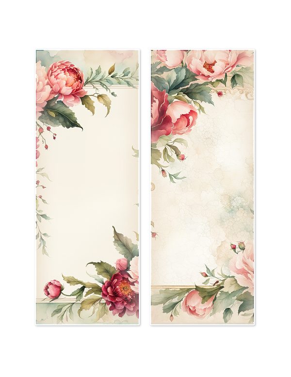 Ephemera Kit: 93 Printable Cards, Tags and Word Strips - Crimson Peonies - Commercial Use — image 13