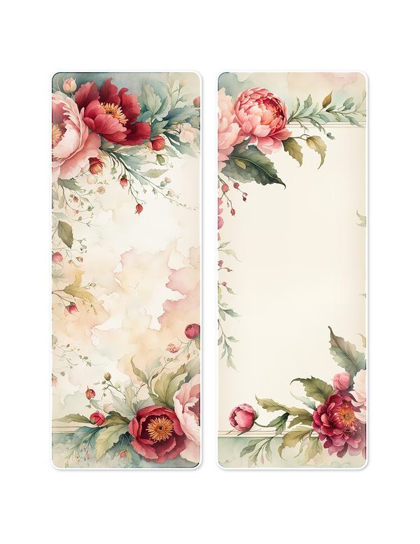 Ephemera Kit: 93 Printable Cards, Tags and Word Strips - Crimson Peonies - Commercial Use — image 14