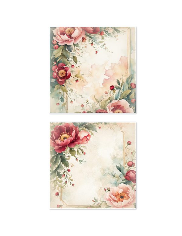 Ephemera Kit: 93 Printable Cards, Tags and Word Strips - Crimson Peonies - Commercial Use — image 16