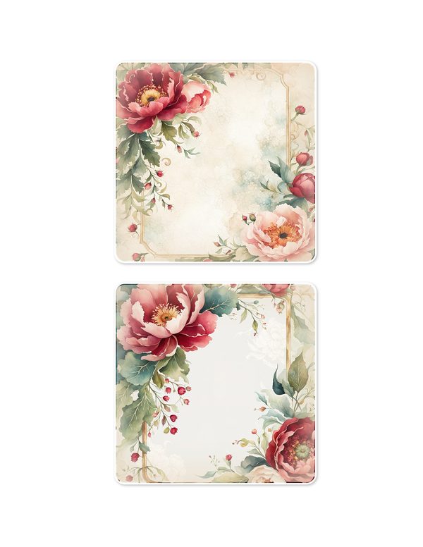 Ephemera Kit: 93 Printable Cards, Tags and Word Strips - Crimson Peonies - Commercial Use — image 17