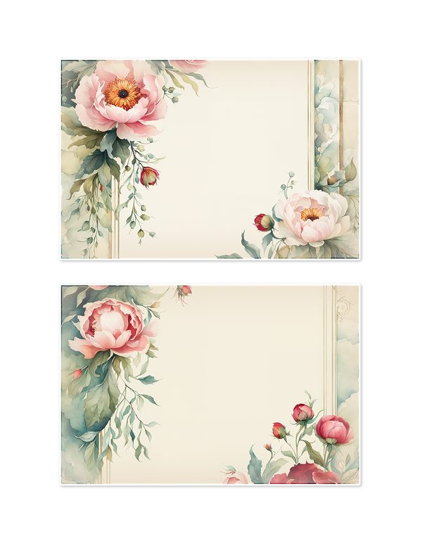Ephemera Kit: 93 Printable Cards, Tags and Word Strips - Crimson Peonies - Commercial Use — image 19