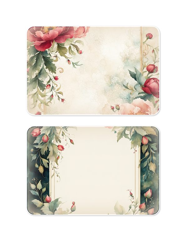 Ephemera Kit: 93 Printable Cards, Tags and Word Strips - Crimson Peonies - Commercial Use — image 21