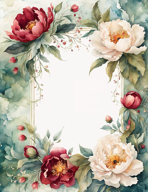 Art Journal and Planner Kit: 101 Printable Pages - Crimson Peonies - Commercial Use — image 10