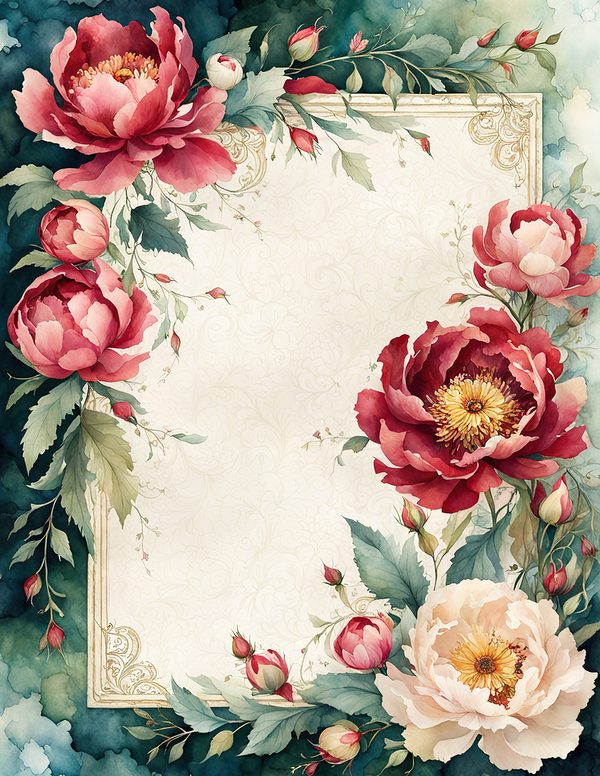 Art Journal and Planner Kit: 101 Printable Pages - Crimson Peonies - Commercial Use — image 25