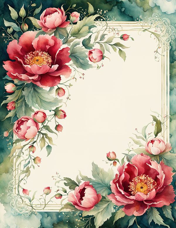 Art Journal and Planner Kit: 101 Printable Pages - Crimson Peonies - Commercial Use — image 35