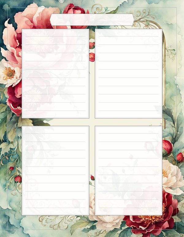 Art Journal and Planner Kit: 101 Printable Pages - Crimson Peonies - Commercial Use — image 92
