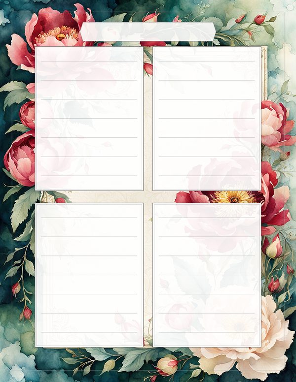 Art Journal and Planner Kit: 101 Printable Pages - Crimson Peonies - Commercial Use — image 98