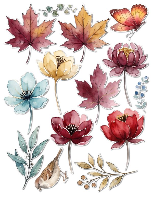 Ephemera Kit: 88 Printable Cards, Tags and Word Strips - Golden Autumn - Commercial Use — image 49