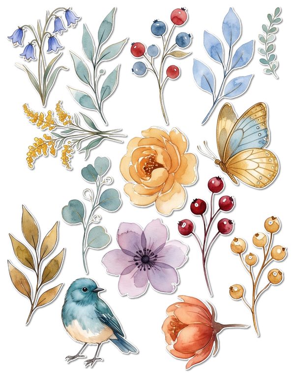 Ephemera Kit: 88 Printable Cards, Tags and Word Strips - Golden Autumn - Commercial Use — image 54