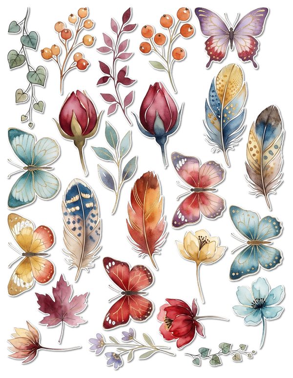 Ephemera Kit: 88 Printable Cards, Tags and Word Strips - Golden Autumn - Commercial Use — image 57