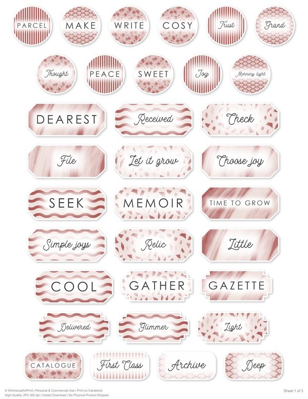 Ephemera Kit: 88 Printable Cards, Tags and Word Strips - Golden Autumn - Commercial Use — image 67