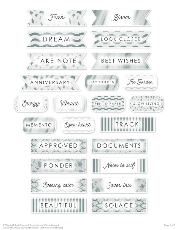 Ephemera Kit: 88 Printable Cards, Tags and Word Strips - Golden Autumn - Commercial Use — image 72
