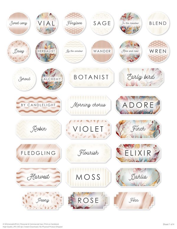 Ephemera Kit: 88 Printable Cards, Tags and Word Strips - Golden Autumn - Commercial Use — image 73