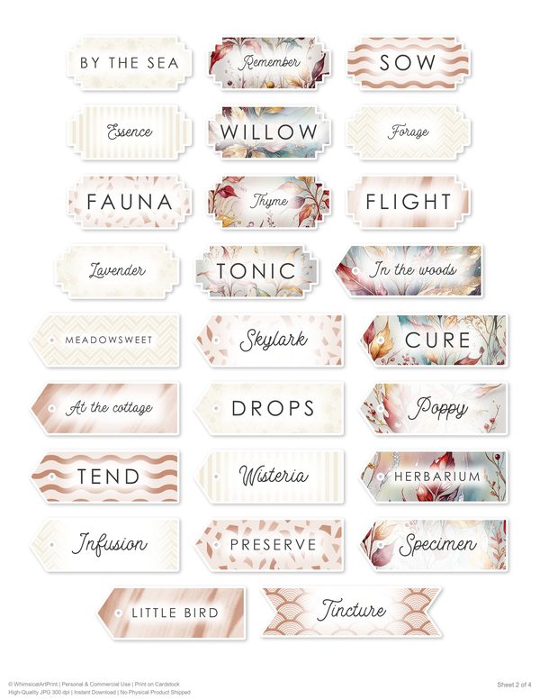 Ephemera Kit: 88 Printable Cards, Tags and Word Strips - Golden Autumn - Commercial Use — image 74