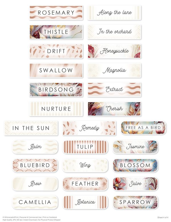 Ephemera Kit: 88 Printable Cards, Tags and Word Strips - Golden Autumn - Commercial Use — image 76