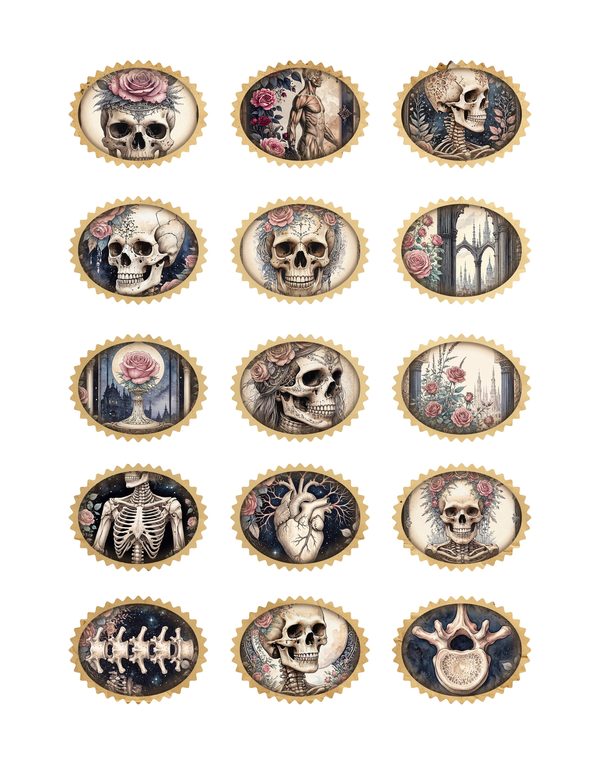 Ephemera Kit: 77 Printable Cards, Tags and Word Strips - GOTHIC ANATOMY THEATRE - Commercial Use — image 32