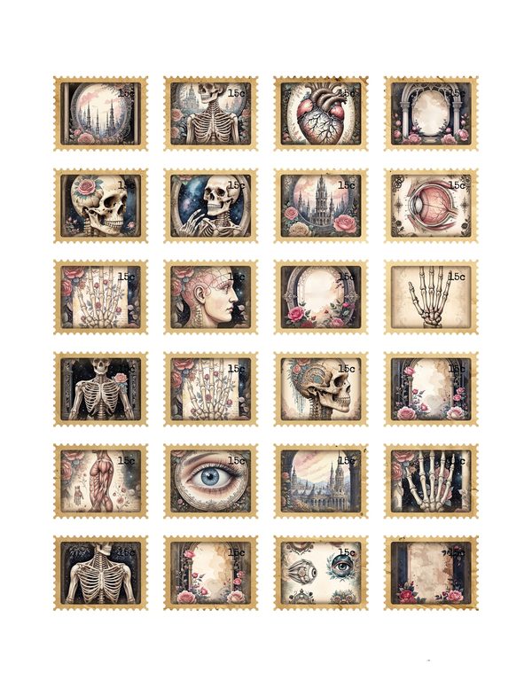 Ephemera Kit: 77 Printable Cards, Tags and Word Strips - GOTHIC ANATOMY THEATRE - Commercial Use — image 34