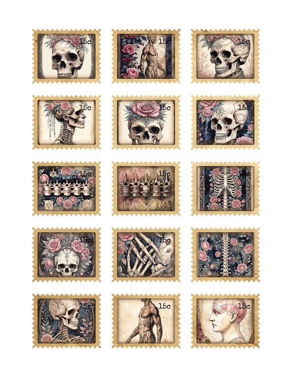 Ephemera Kit: 77 Printable Cards, Tags and Word Strips - GOTHIC ANATOMY THEATRE - Commercial Use — image 36