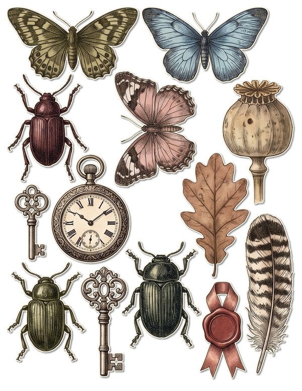 Ephemera Kit: 77 Printable Cards, Tags and Word Strips - GOTHIC ANATOMY THEATRE - Commercial Use — image 45