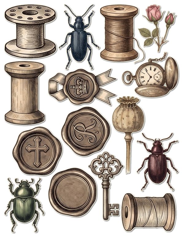 Ephemera Kit: 77 Printable Cards, Tags and Word Strips - GOTHIC ANATOMY THEATRE - Commercial Use — image 46