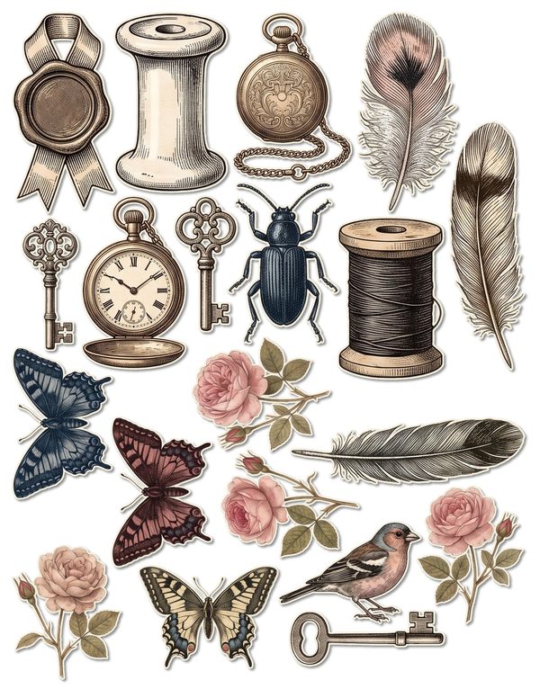 Ephemera Kit: 77 Printable Cards, Tags and Word Strips - GOTHIC ANATOMY THEATRE - Commercial Use — image 47